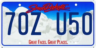 SD license plate 70ZU50