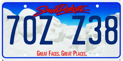 SD license plate 70ZZ38