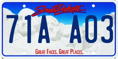 SD license plate 71AA03