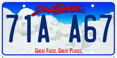 SD license plate 71AA67
