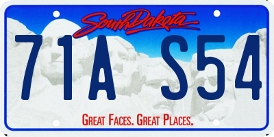 SD license plate 71AS54