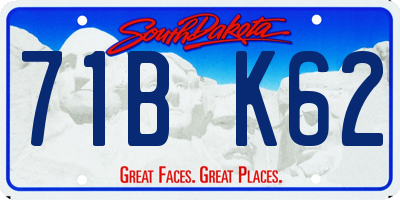 SD license plate 71BK62