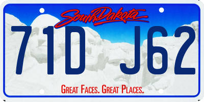 SD license plate 71DJ62