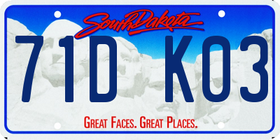SD license plate 71DK03