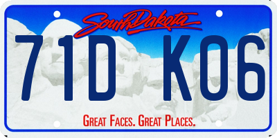 SD license plate 71DK06