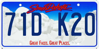 SD license plate 71DK20