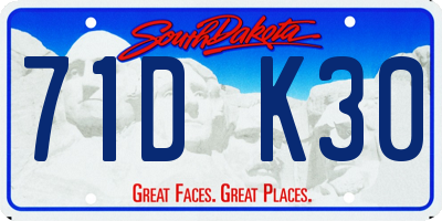 SD license plate 71DK30