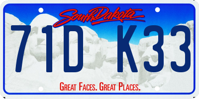 SD license plate 71DK33