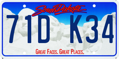 SD license plate 71DK34