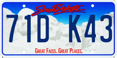 SD license plate 71DK43