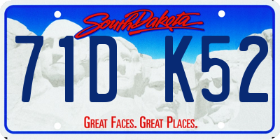 SD license plate 71DK52