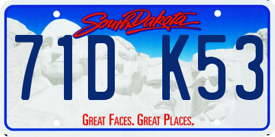 SD license plate 71DK53