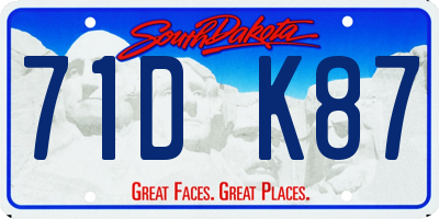 SD license plate 71DK87