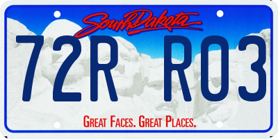SD license plate 72RR03