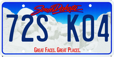 SD license plate 72SK04
