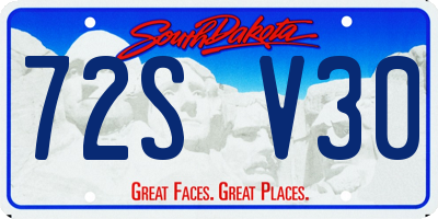SD license plate 72SV30