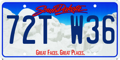 SD license plate 72TW36