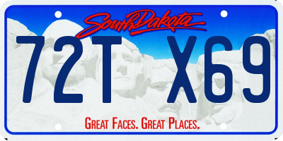 SD license plate 72TX69