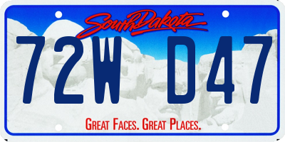 SD license plate 72WD47