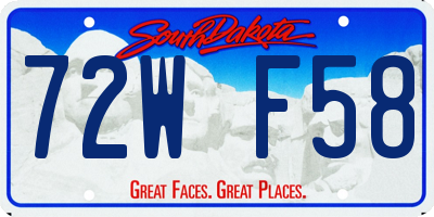 SD license plate 72WF58