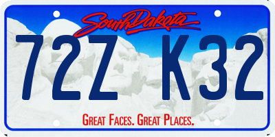 SD license plate 72ZK32