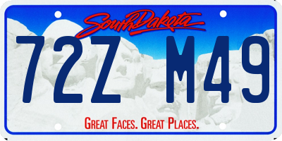 SD license plate 72ZM49