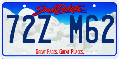 SD license plate 72ZM62