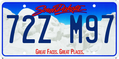 SD license plate 72ZM97