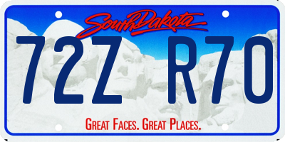 SD license plate 72ZR70