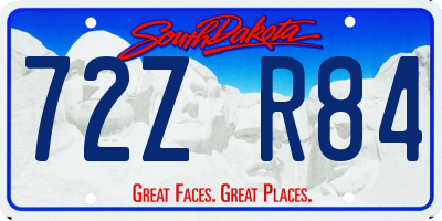 SD license plate 72ZR84
