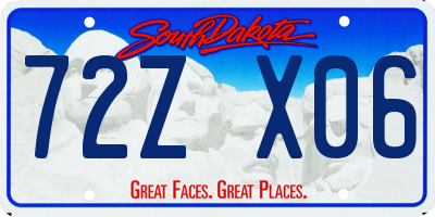 SD license plate 72ZX06