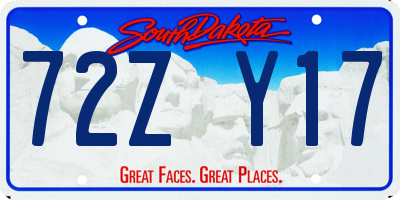SD license plate 72ZY17