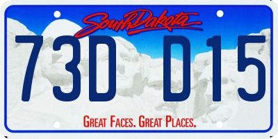 SD license plate 73DD15
