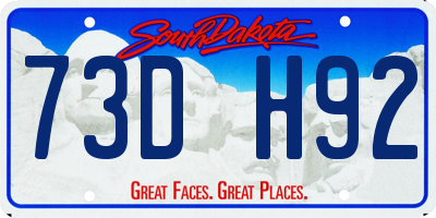 SD license plate 73DH92