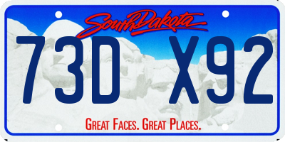 SD license plate 73DX92