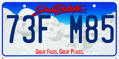 SD license plate 73FM85