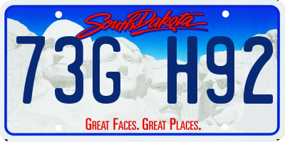 SD license plate 73GH92
