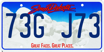 SD license plate 73GJ73