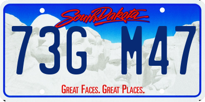SD license plate 73GM47