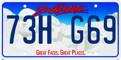 SD license plate 73HG69