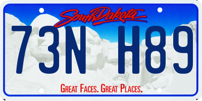 SD license plate 73NH89
