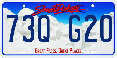 SD license plate 73QG20
