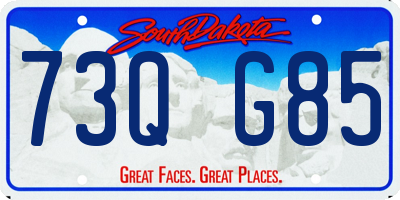 SD license plate 73QG85