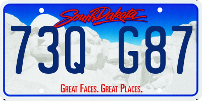 SD license plate 73QG87