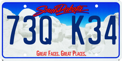 SD license plate 73QK34