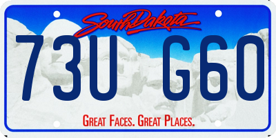 SD license plate 73UG60