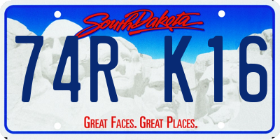 SD license plate 74RK16