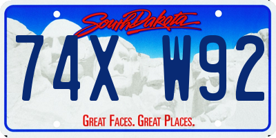 SD license plate 74XW92