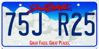 SD license plate 75JR25