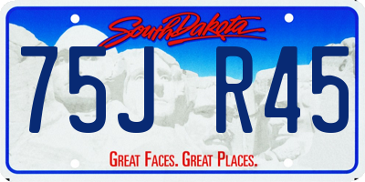 SD license plate 75JR45